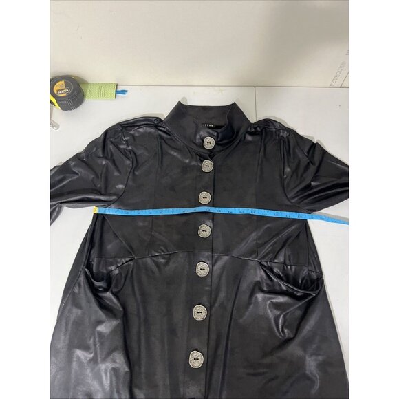 Kozan Slinky Faux Leather Mini Dress/Oversized Top w/ Metal Button Womens Size M - Picture 11 of 12